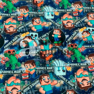 Malha Suede Estampada - Minecraft 1