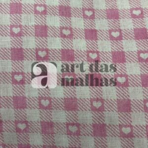 Malha Suede Estampada - Xadrez Coração 2